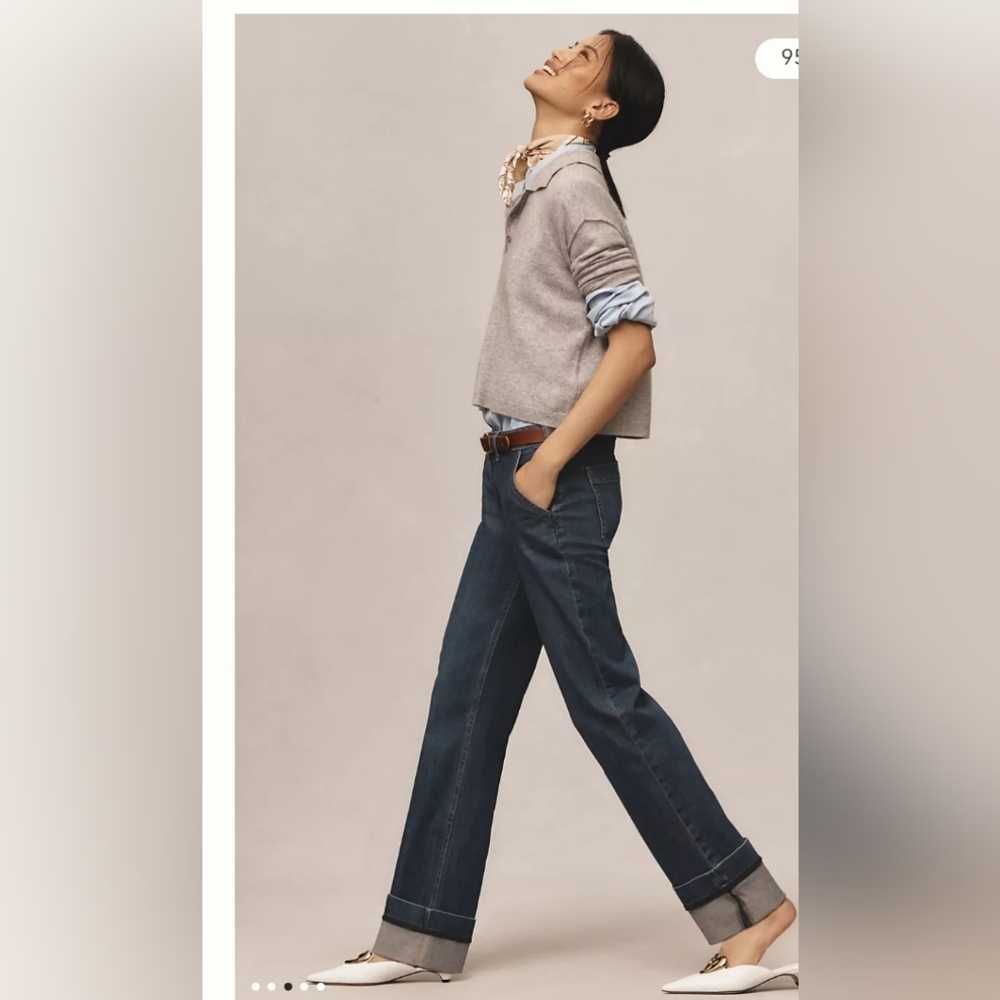 The Francais Mid Rise Cuffed Jeans By Pilcro Size 32 - Picture 3 of 16